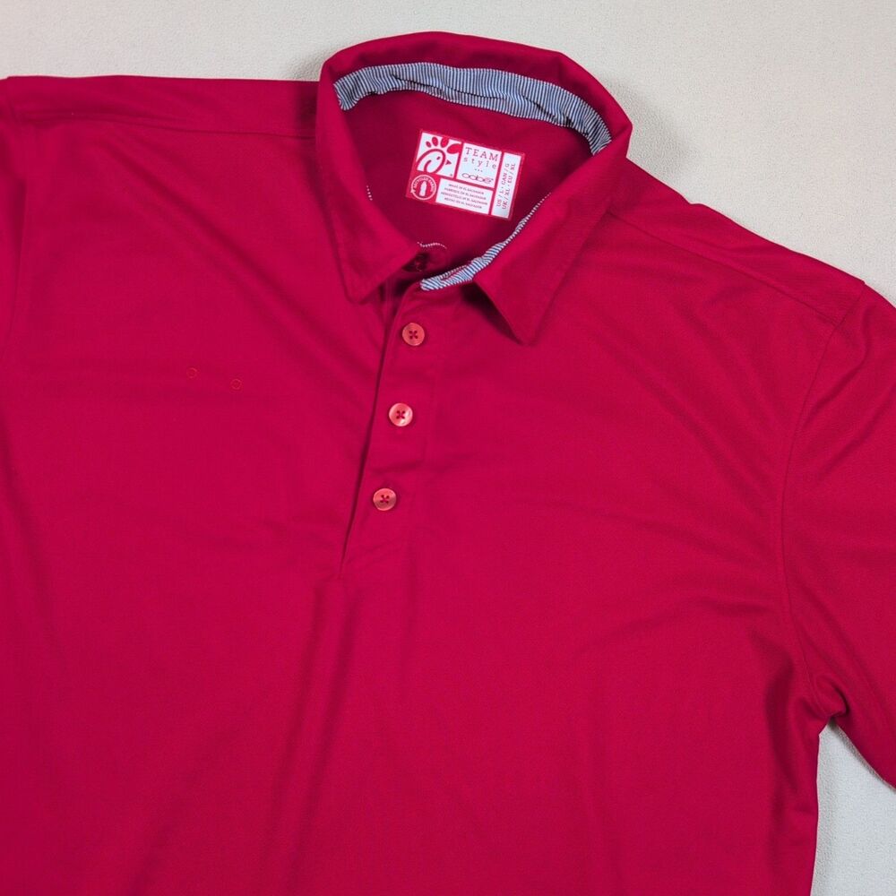 Oobe Chick-Fil-A Employee Shirt Mens L Red Polo Short Sleeve Worker Uniform